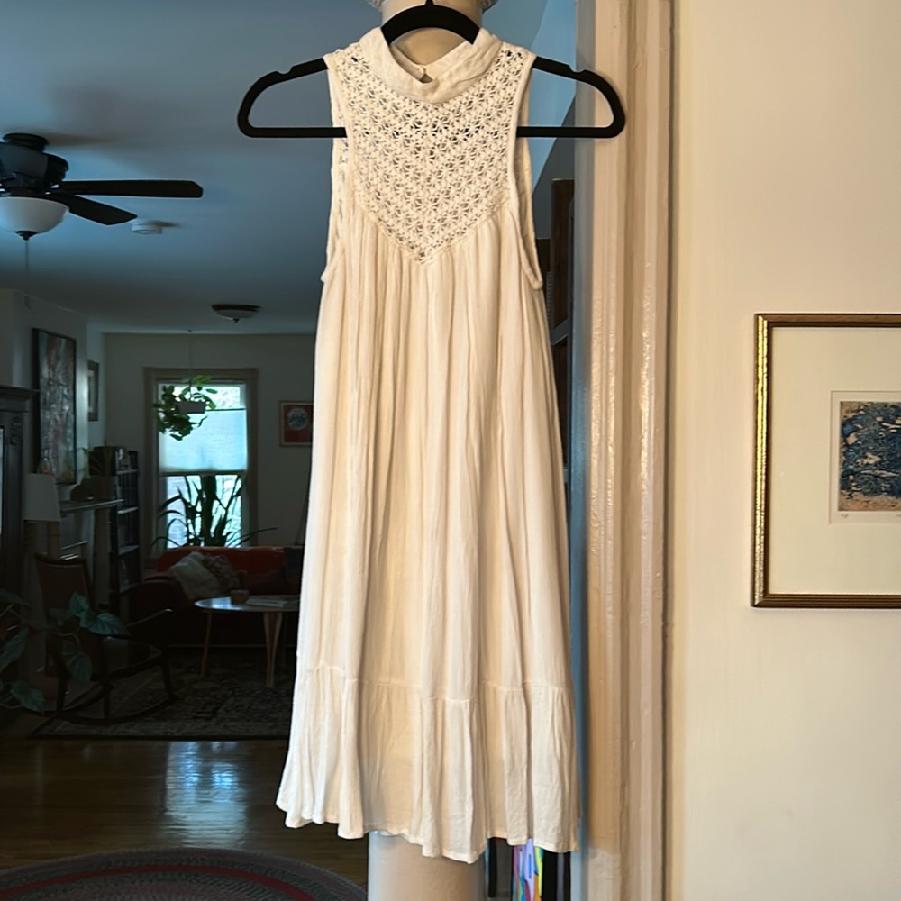 Beautiful draped lace neck dress